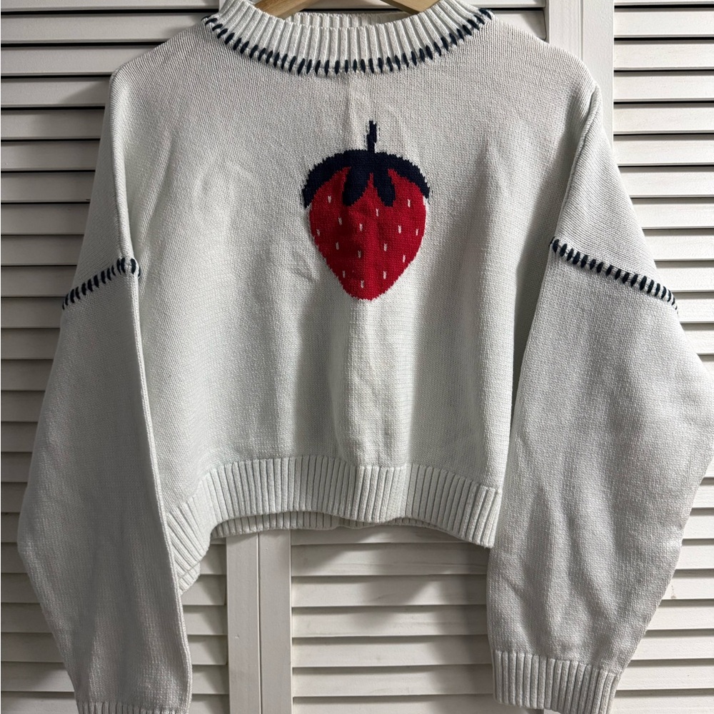 White Strawberry Sweater